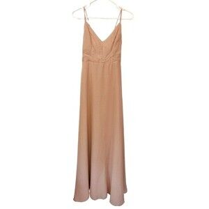ASOS Design | Blush Bridesmaid dress Chiffon Tie Belt Straps Flowy Dressy 6